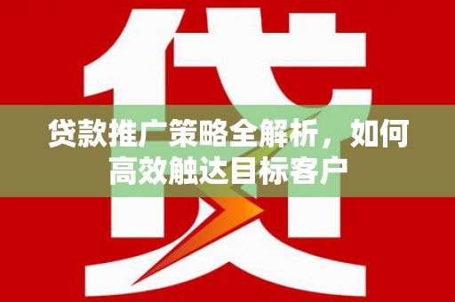 陇川贷款推广策略全解析，如何高效触达目标客户