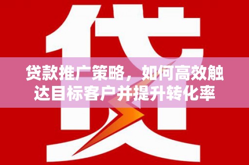 陇川贷款推广策略，如何高效触达目标客户并提升转化率