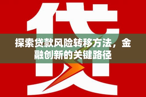 陇川探索贷款风险转移方法，金融创新的关键路径