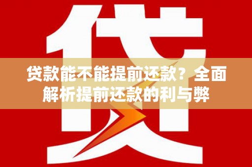 陇川贷款能不能提前还款？全面解析提前还款的利与弊